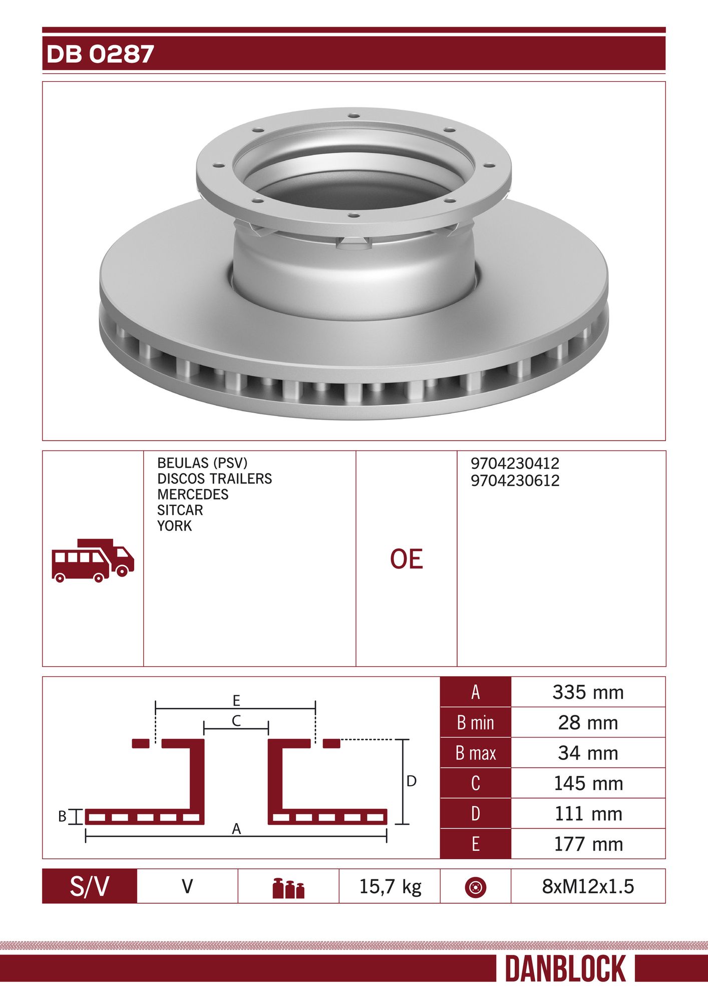 Disc frana DB 0287 DANBLOCK